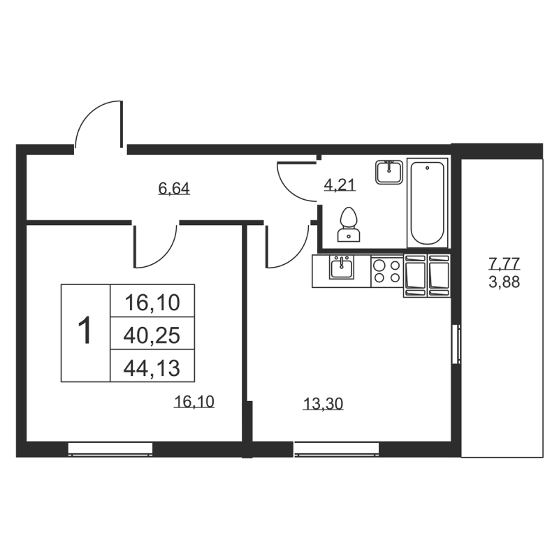 1 ккв 44,1 м²