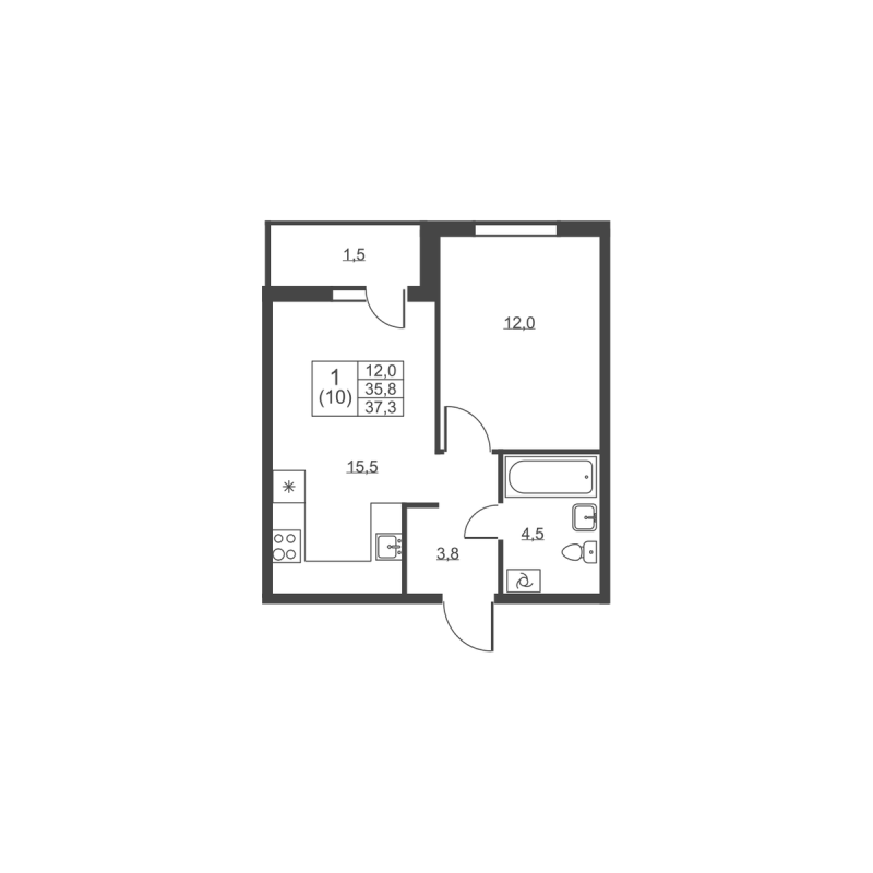 2 ккв (Евро) 37,3 м²