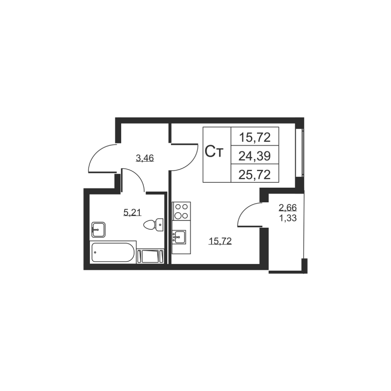 Студия 25,7 м²