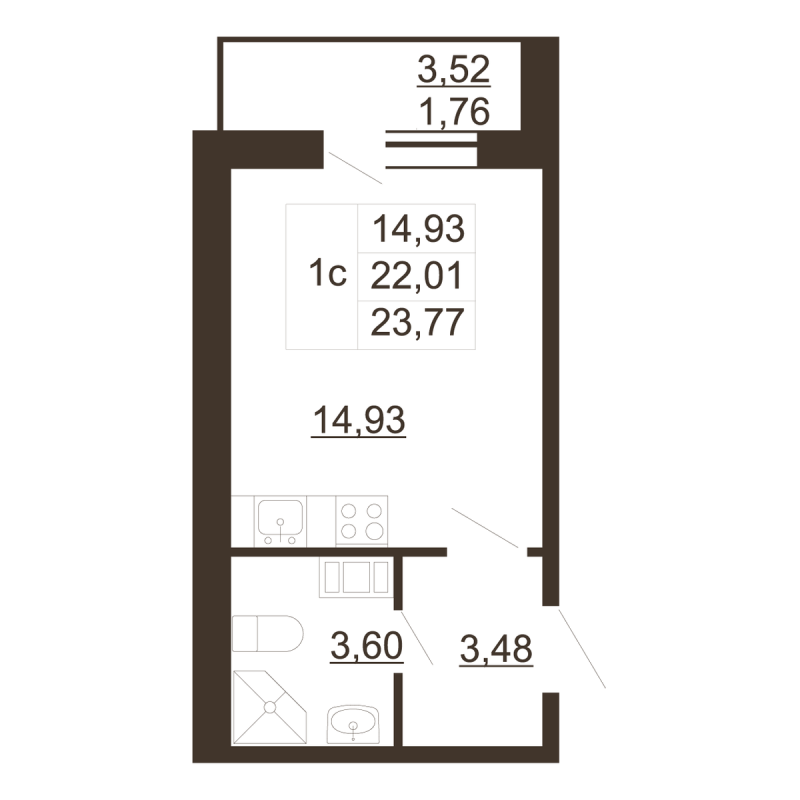 Студия 23,8 м²
