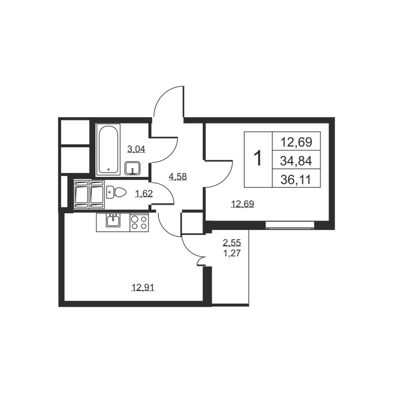 1 ккв 36,1 м²
