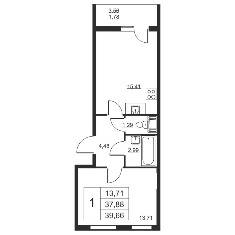 2 ккв (Евро) 39,7 м²