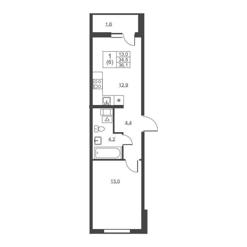 1 ккв 36,1 м²