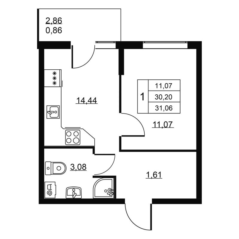 1 ккв 31,1 м²