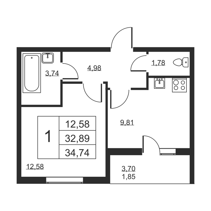 1 ккв 34,7 м²