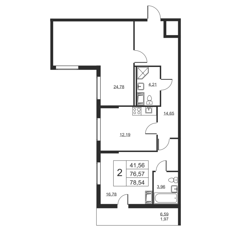 2 ккв 78,5 м²