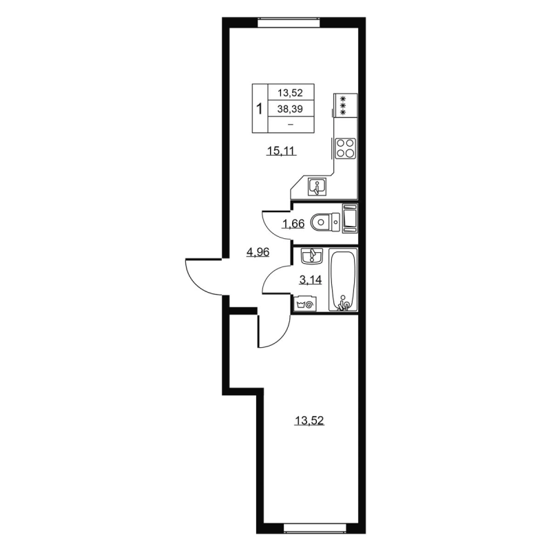 2 ккв (Евро) 38,4 м²