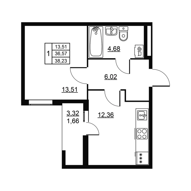 1 ккв 38,2 м²