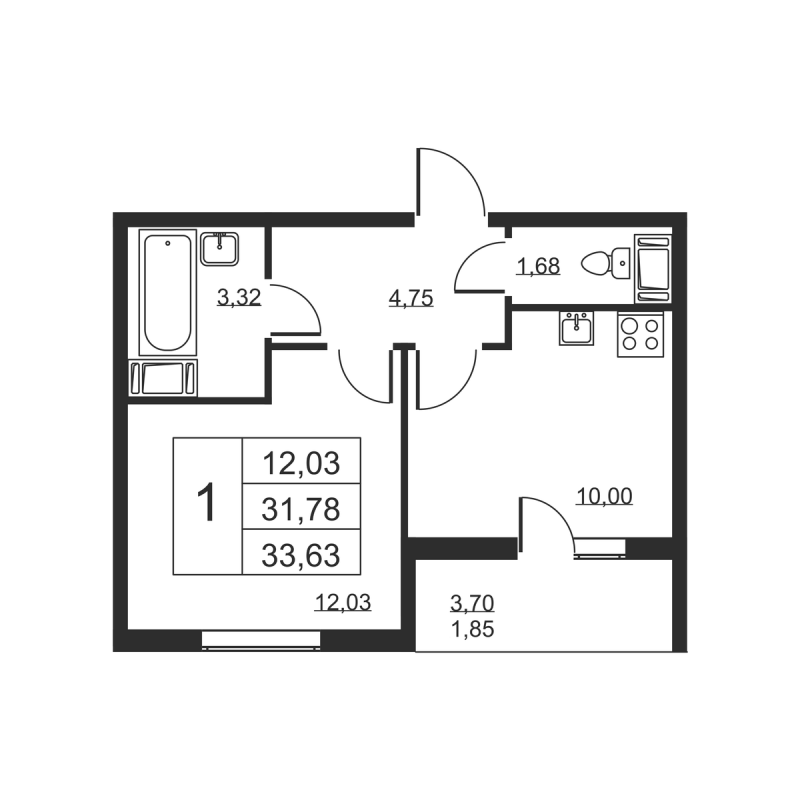 1 ккв 33,6 м²