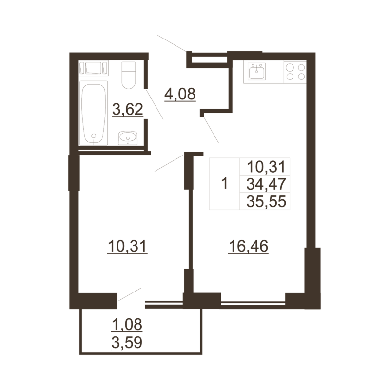 2 ккв (Евро) 35,3 м²