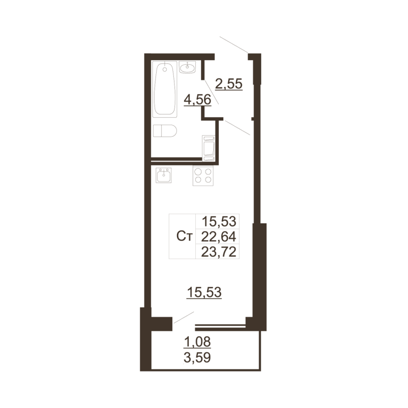 Студия 23,2 м²