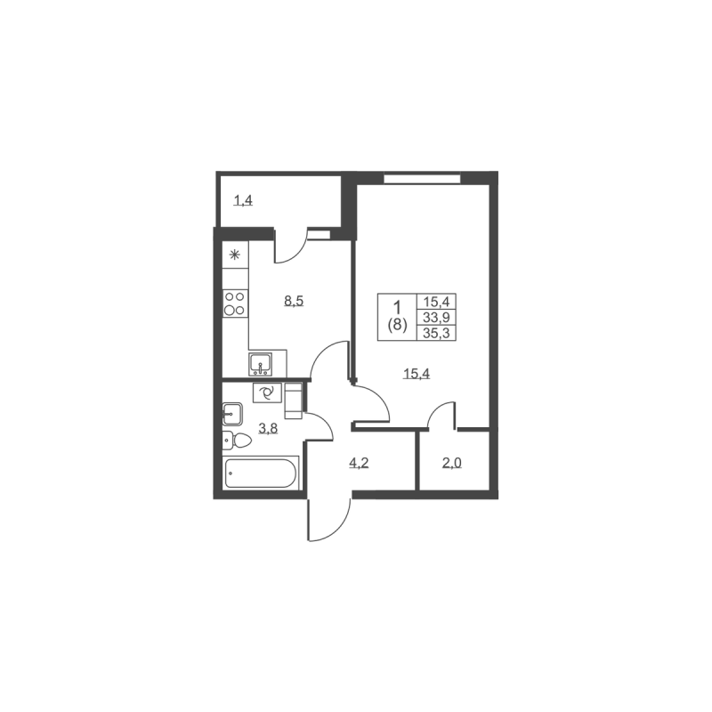 1 ккв 35,3 м²