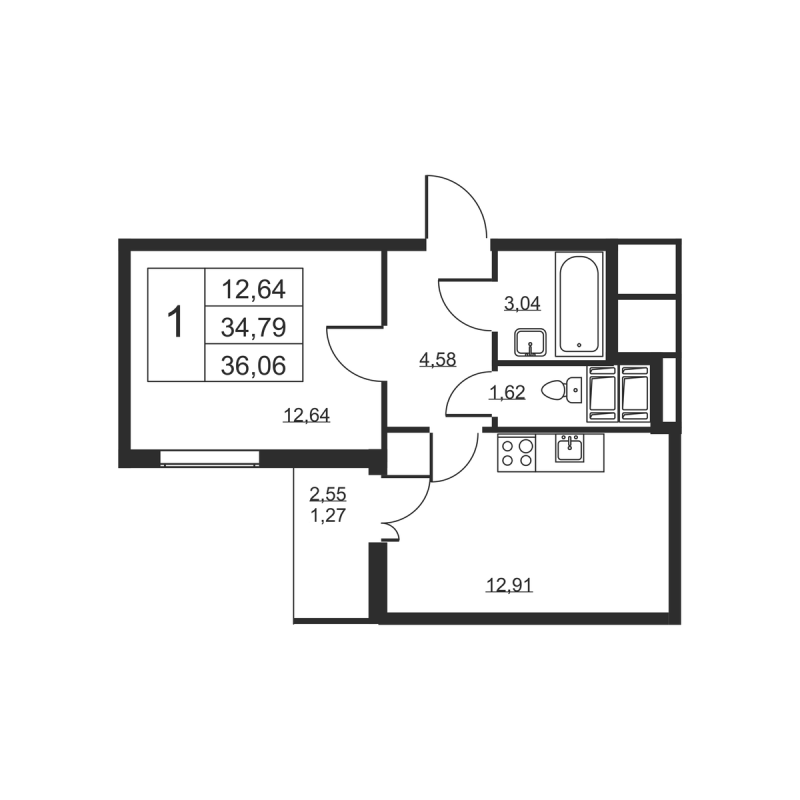 1 ккв 36,1 м²