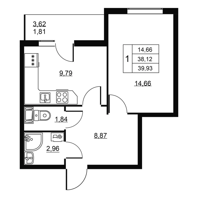 1 ккв 39,9 м²
