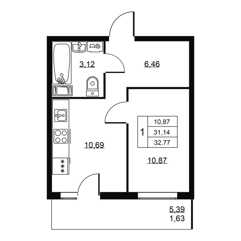 1 ккв 32,8 м²