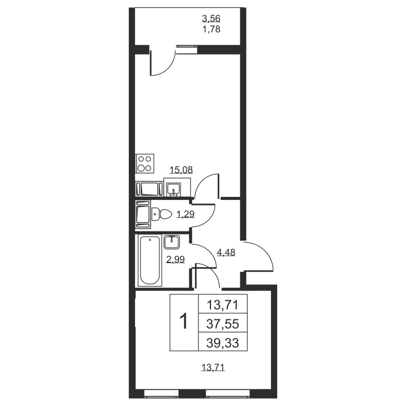 2 ккв (Евро) 39,3 м²
