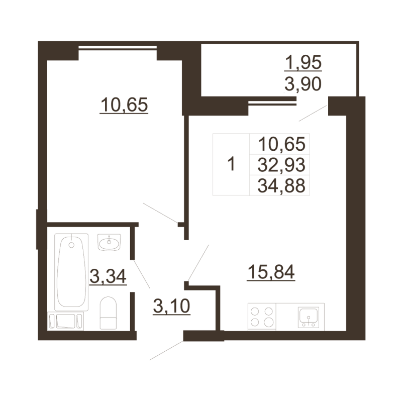 2 ккв (Евро) 33,8 м²
