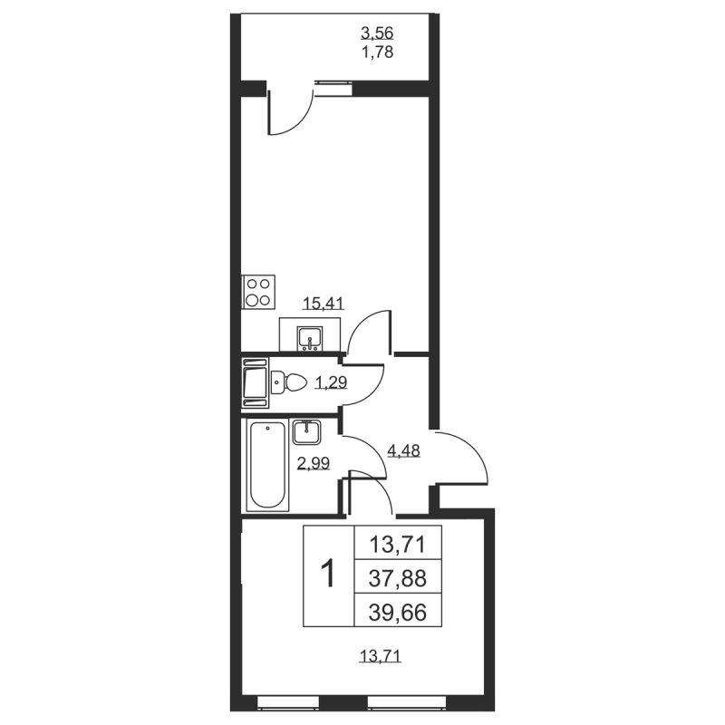 2 ккв (Евро) 39,7 м²