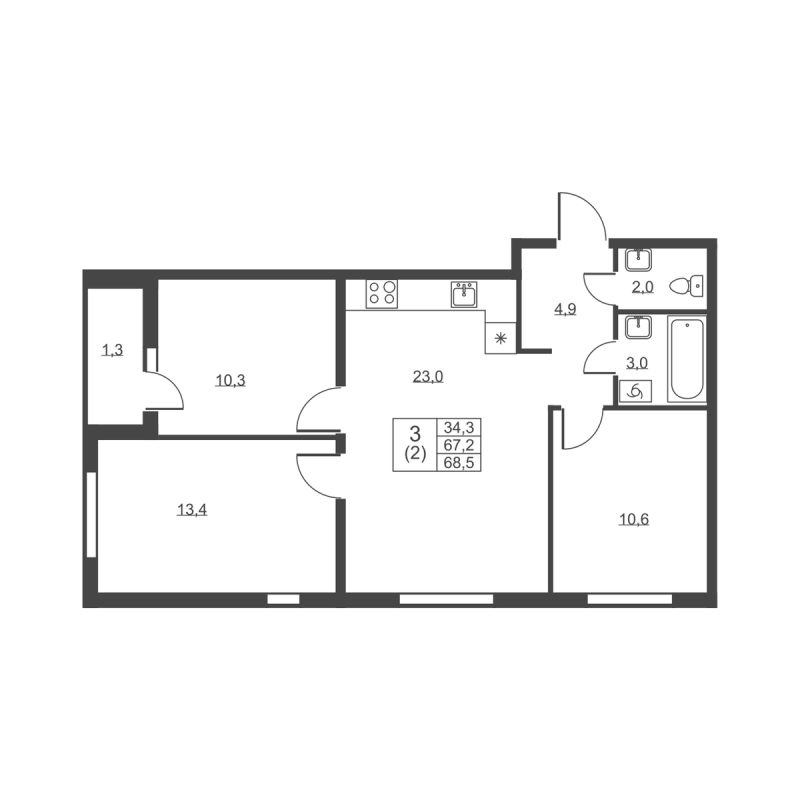 4 ккв (Евро) 68,5 м²