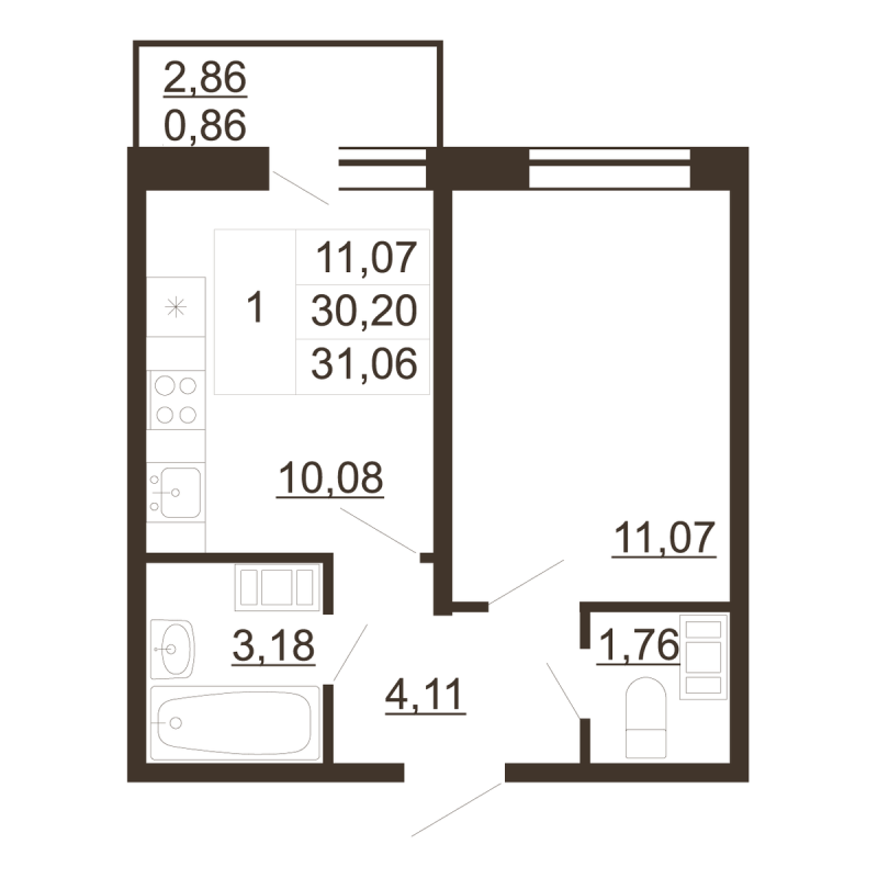 1 ккв 31,1 м²