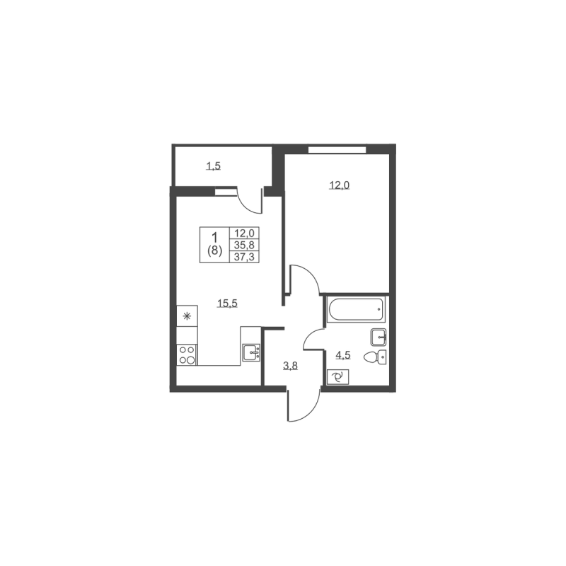 2 ккв (Евро) 37,3 м²
