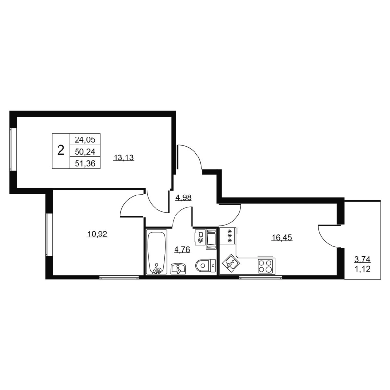 3 ккв (Евро) 51,4 м²