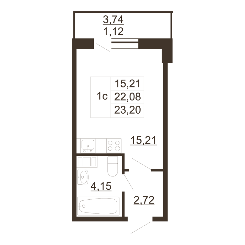 Студия 23,2 м²
