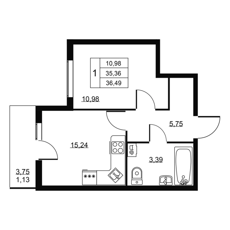 2 ккв (Евро) 36,5 м²