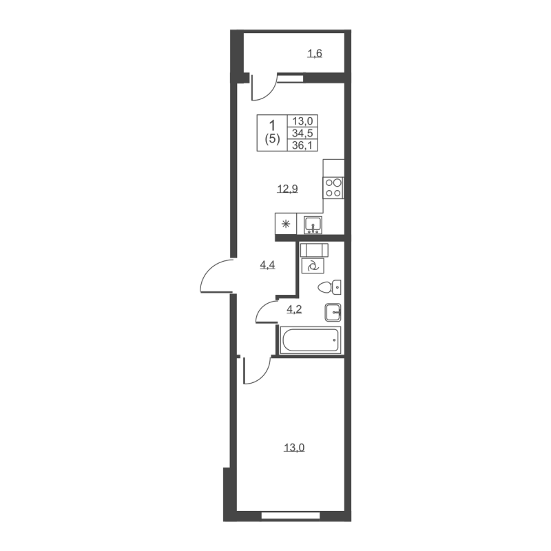 1 ккв 36,1 м²