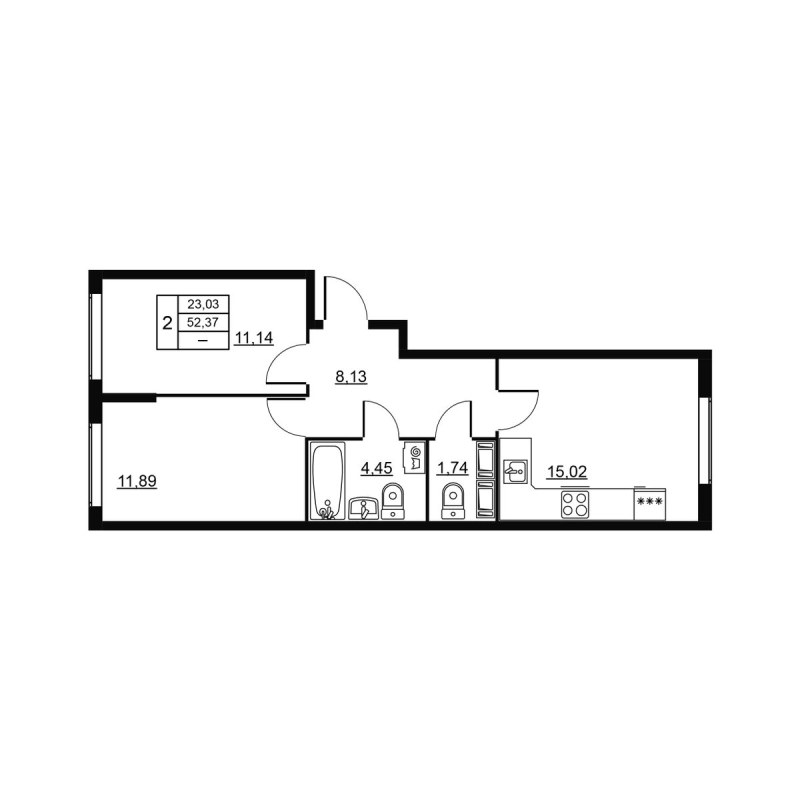 3 ккв (Евро) 52,4 м²