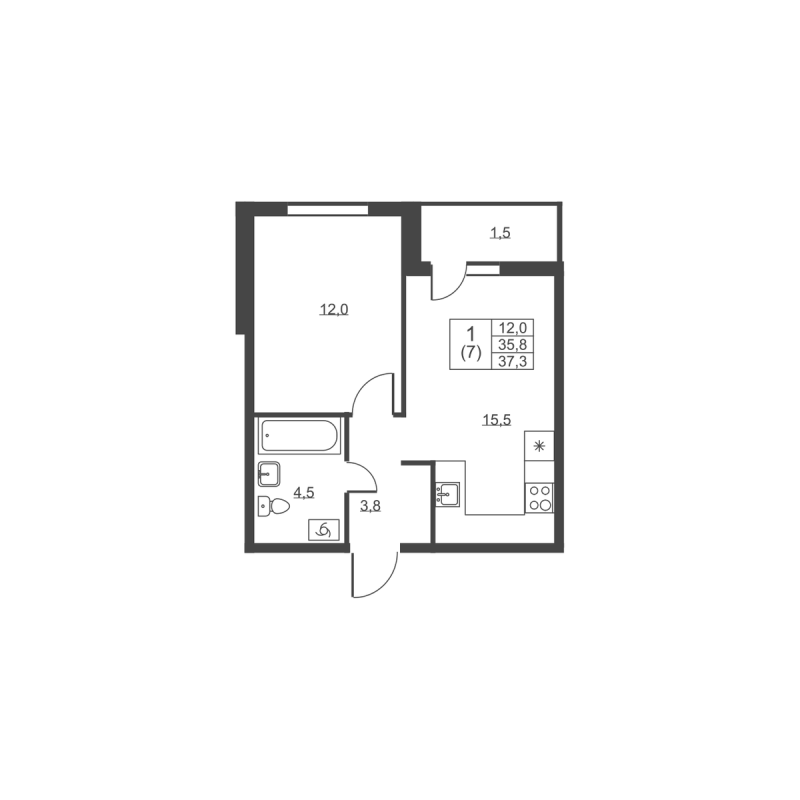 2 ккв (Евро) 37,3 м²