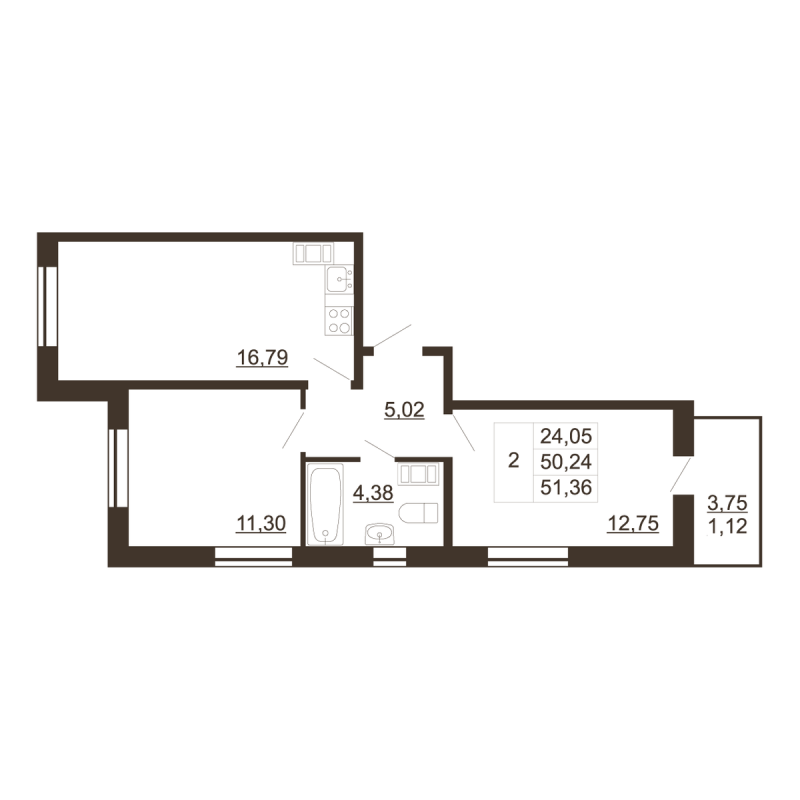 3 ккв (Евро) 51,4 м²