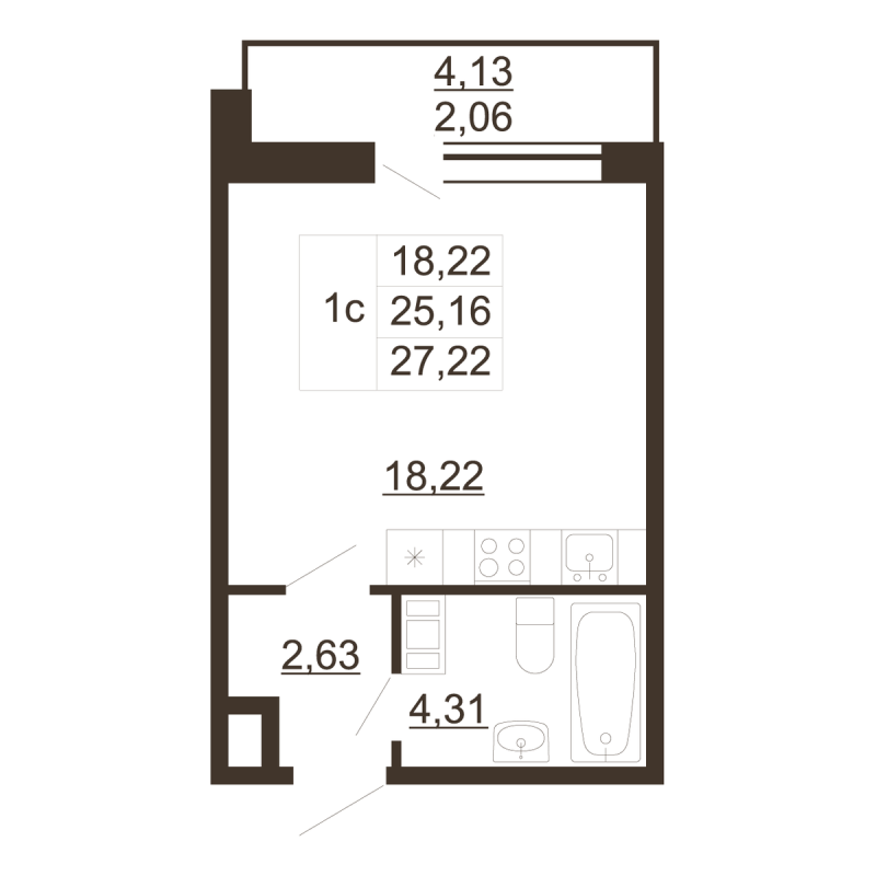 Студия 27,2 м²