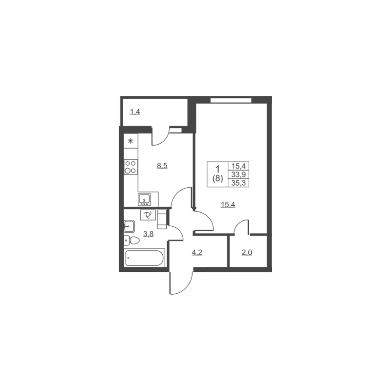 1 ккв 35,3 м²