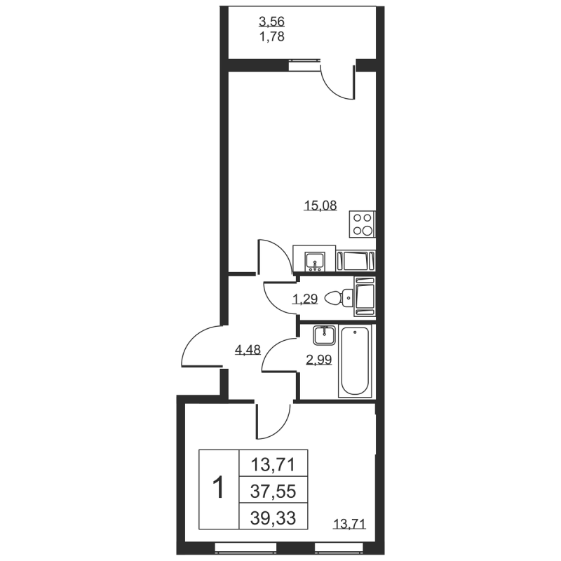 2 ккв (Евро) 39,3 м²
