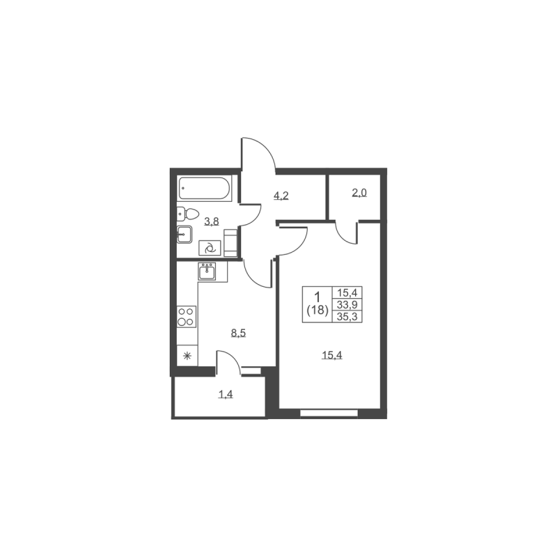 1 ккв 35,3 м²