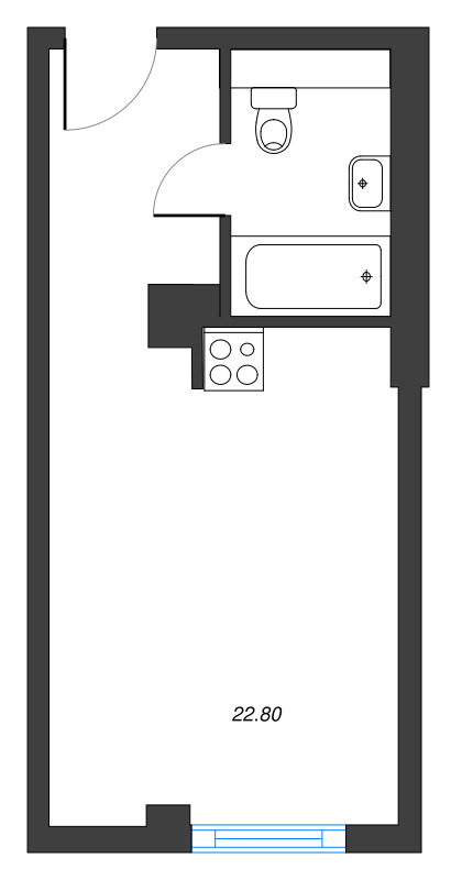 Студия 22,7 м²