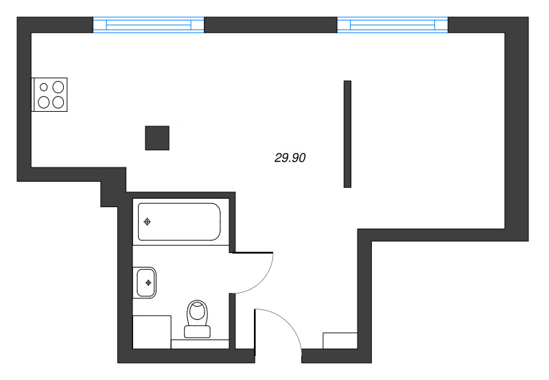 Студия 30 м²