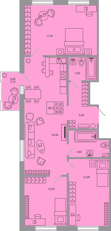 4 ккв (Евро) 80,7 м²