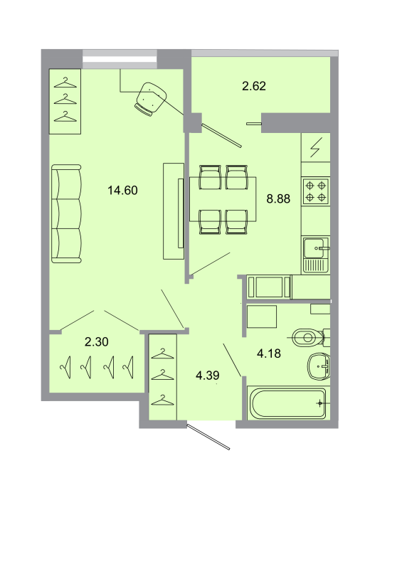1 ккв 35 м²
