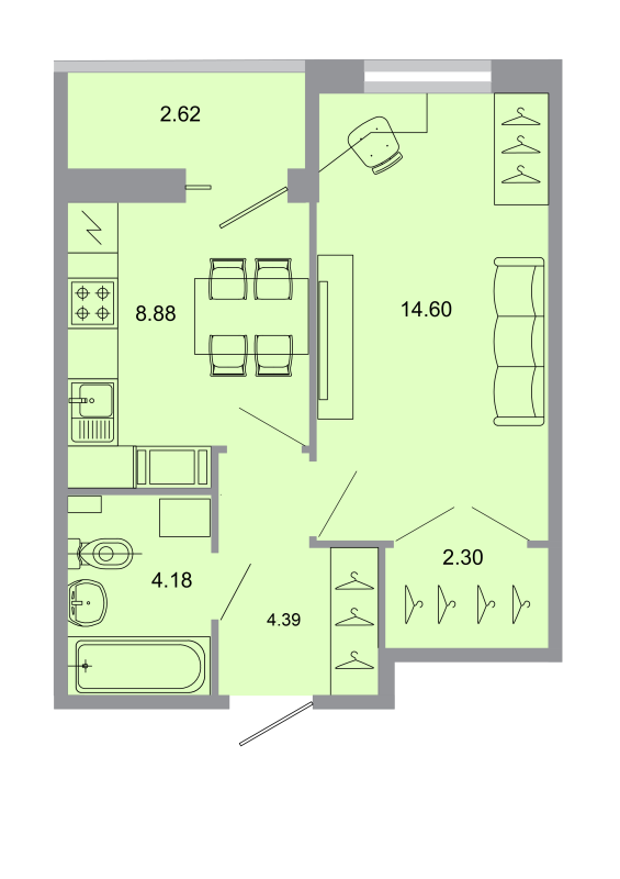 1 ккв 35,1 м²