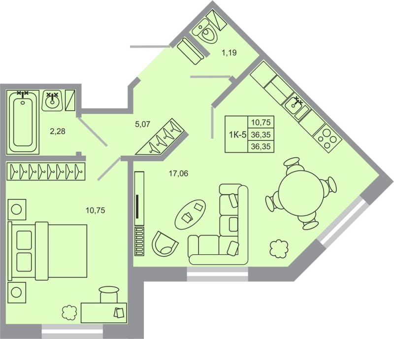 2 ккв (Евро) 35,4 м²
