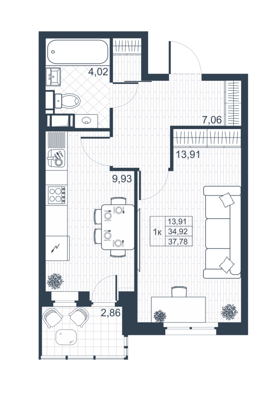 1 ккв 34,7 м²