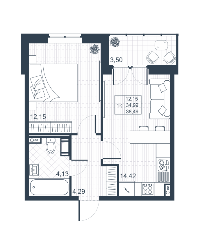 1 ккв 34,7 м²