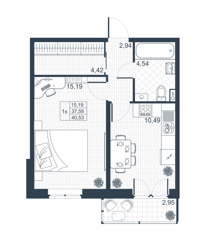 1 ккв 37,3 м²