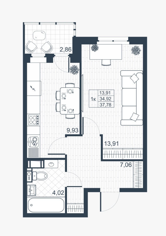 1 ккв 34,7 м²