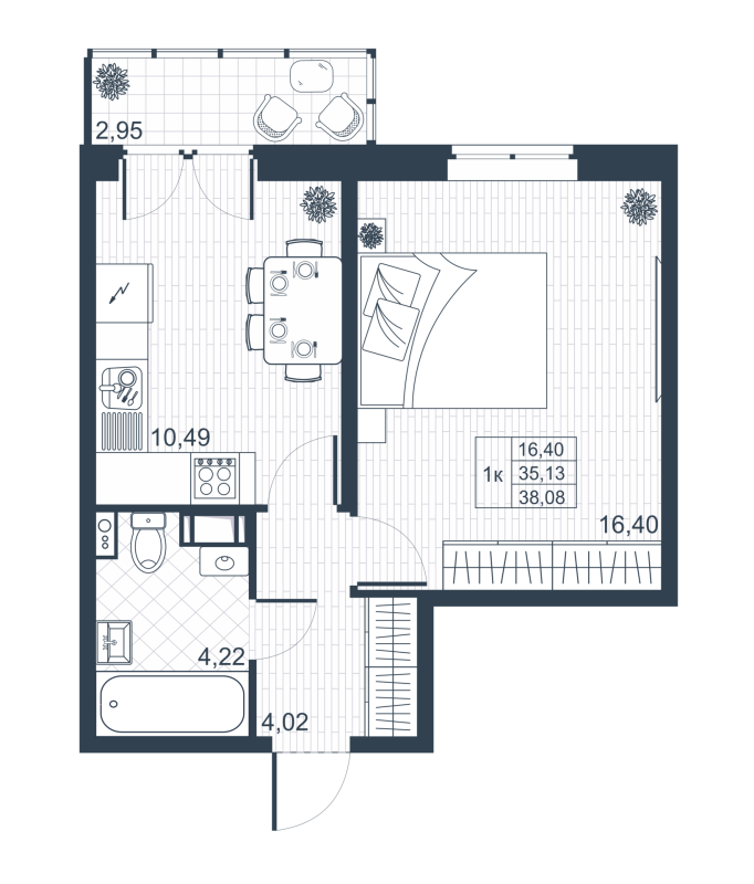1 ккв 34,9 м²