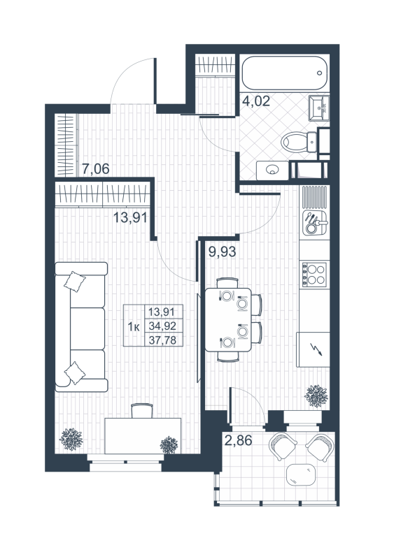 1 ккв 34,7 м²