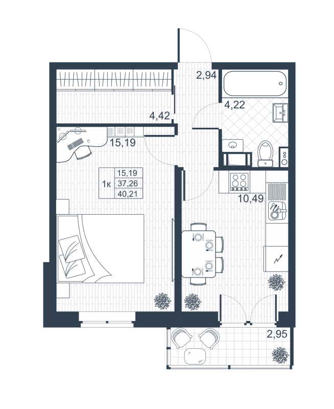 1 ккв 37 м²