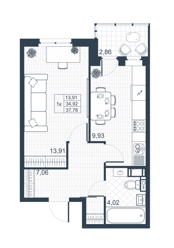 1 ккв 34,7 м²